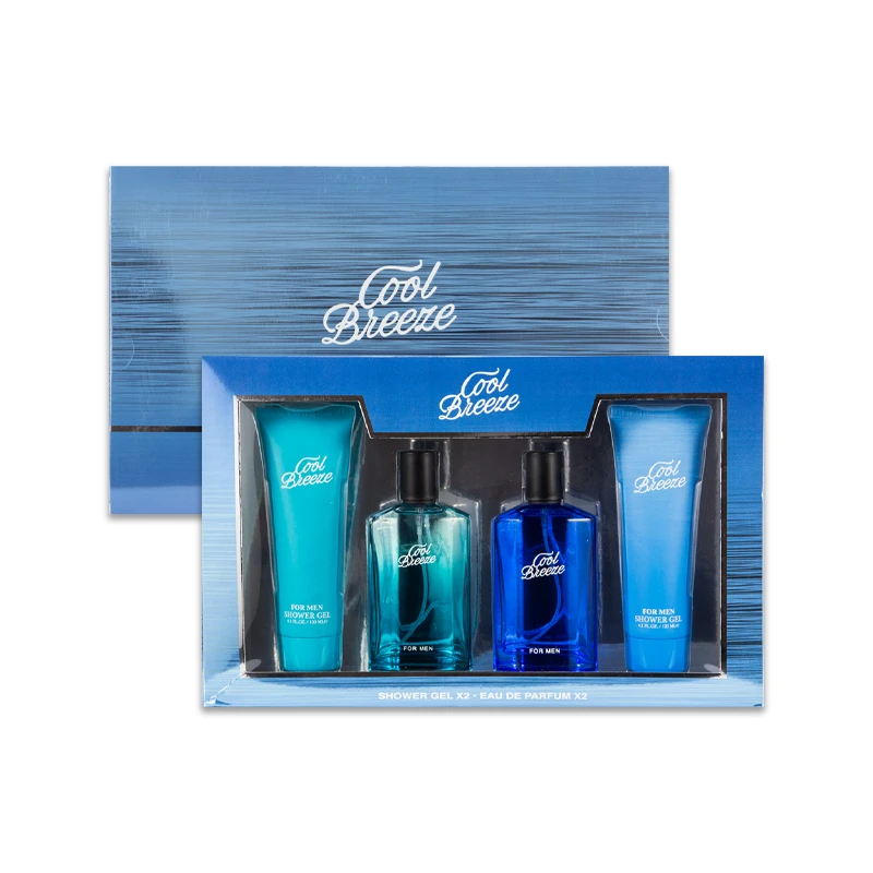 Men's 4pcs Set Cool Breeze 120ml/4.1fl.oz ×2 Shower Gel + 100ml/3.4fl.oz ×2 EDP