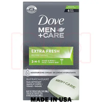 DS6-MEF, Dove Soap USA 3.75oz 6-Pack Men Extra Fresh #01208, 011111012080