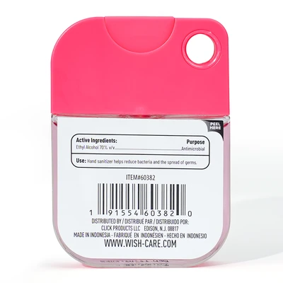60382, Wish Hand Sanitizer Spray 1.2oz with Keychain Hole – Hanging Bag, 191554603820