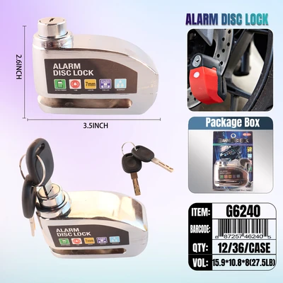 G6240, Metal Alarm Bicycle Lock, 887257462405