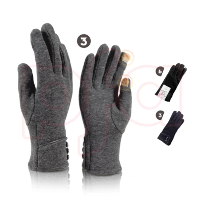 11201, Cindy Claire Ladies Fashion Gloves w/ Touch 3 Buttons, 191554112018