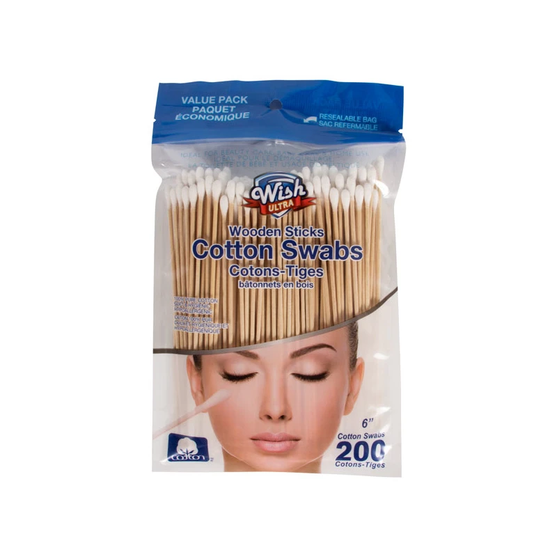 Wish 6" Cotton Swabs Wood 200CT HD