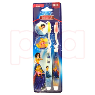 DF84605, Toothbrush 2PK W/ 2 Caps Princess, 706098846055
