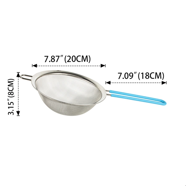 33306, Ideal Kicthen Stainless Steel Strainer w/ Silicone Handle 7.9 inch, 191554333062