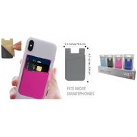 2 Pk - Universal Stick On Wallet - Sticks Behind Cell Phone : w/Credit Card Slots - PDQ