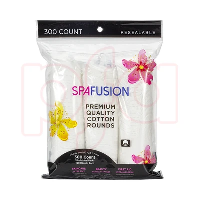 24016, Spa Fusion 300ct Cotton Round Pads, 191554240162