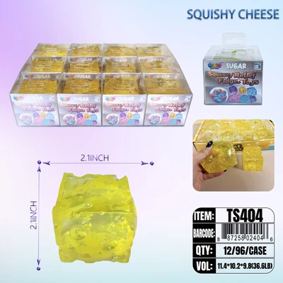 TS404, Squishy Square Cheese Stress Relief Toy 1.97", 887258024046