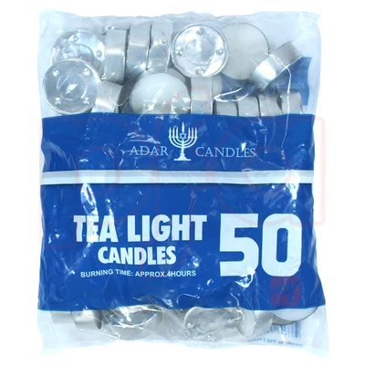 MC55551, 50ct White Tealight Candles In Printed PE, 692962555515
