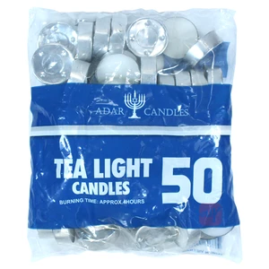 MC55551, 50ct White Tealight Candles In Printed PE, 692962555515