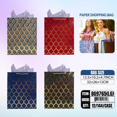 BG9765-LG, General Gift Bags LG.Assorted x4 12.5"x10.2"x3.9", 887257198946