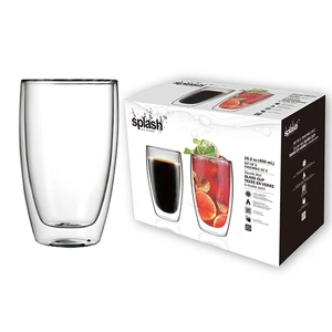 33102, Splash Double Wall Glass Cup 15.2oz 2PK, 191554331020