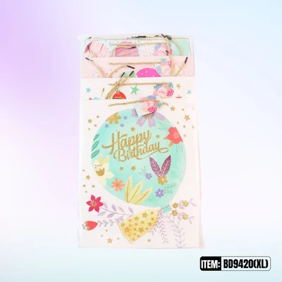 BD9420-XL, Birthday Gift Bags XL.Assorted x4 Styles 11.8"x4.7"x16.5", 887257130717