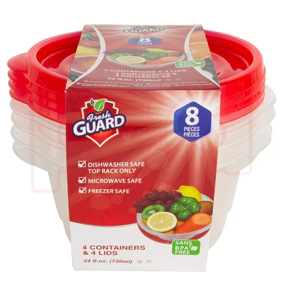 56026, Fresh Guard Storage Container Red Round 24.35oz 8PK, 191554560260