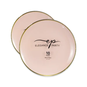 36312, Elegance Party Curve 10PK 10.25" Dinner Plate Blush+Gold, 191554363120