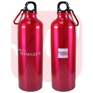 DAE9914, Delta Amex Aluminum Bottle w/ Carabiner Clip Red