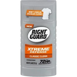 RGD26CC, Right Guard Extreme Defense 72hr Solid Stick Deodorant Classic Clean 2.6oz, 017000181110