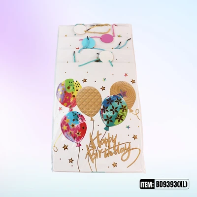 BD9393-XL, Birthday Gift Bags XL. Assorted x4 Styles12.2"x4.7"x16.5", 887257130434