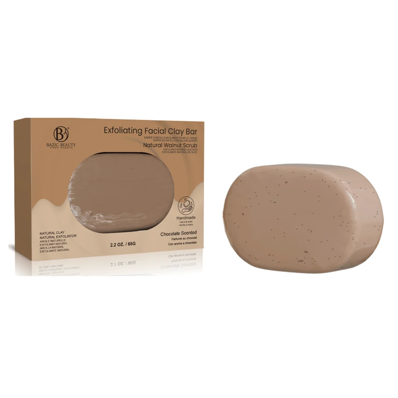 Bazic Beauty Exfoliating Facial Clay Bar 2.2oz/65g Walnut Chocolate