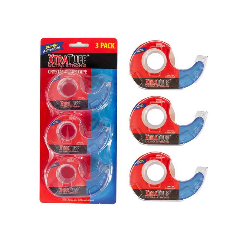 XTRA TUFF 3pk Crystal Clear Tape 1.9CM*60M
