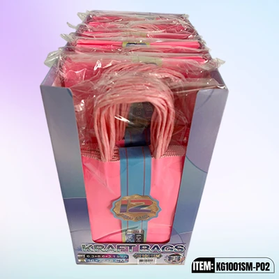 KG1001SM-P02, Kraft Bags SM. Pink 8.6"x6.3"x3.1", 887258100023