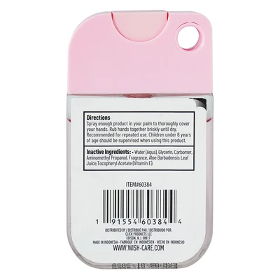 OL60384, Wish Hand Sanitizer Spray 1.5oz with Keychain Hole – Hanging Bag, 191554603844