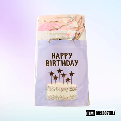 BD9387-XL, Birthday Gift Bags XL.Assorted x4 Styles 11.8"x4.7"x16.5", 887257130632