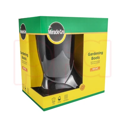 MG-90504, Miracle.Gro Gardening Rain Boots Mid-Calf Solid Black 6-10  30*19.5*30.2cm, 191554905047