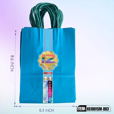 KG1001SM-B03, Kraft Bags SM.Sky Blue 8.6"x6.3"x3.1", 887258100030