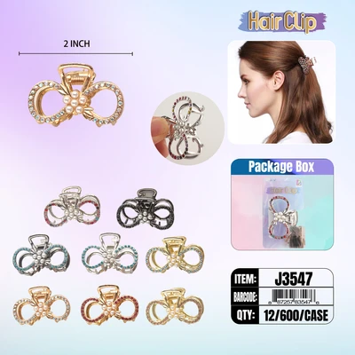 J3547, Hair Clip 2″ Inch with Pearl Assorted, 887257835476