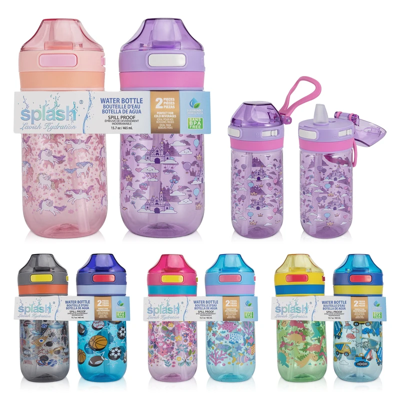 splash Plastic kids Water Bottle set 16oz/473ml
