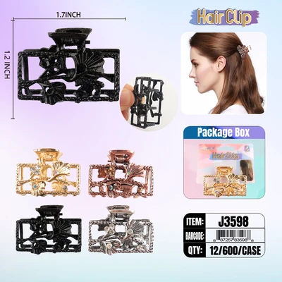 J3598, Hair Clip 2″ Inch with Diamond Assorted, 887257835988