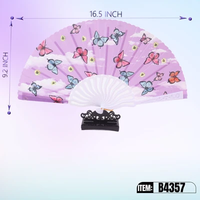 B4357, Hand Fan 16.5“x9.2" 24/DPQ, 887257643576