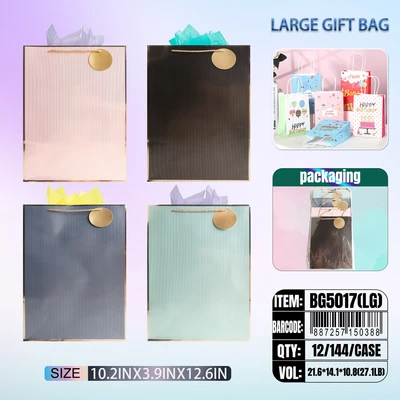 BG5017-LG, General Gift Bags  LG.Assorted x4  10.2"x3.9"x12.6", 887257150388