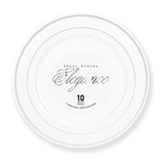36202, Elegance Plate 9" White + 2 Lines Stamp Silver, 191554362024