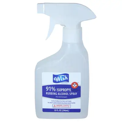61305, Wish Isopropyl Rubbing Alcohol Spray 10oz 91% Clear, 191554613058