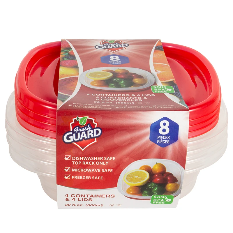 Fresh Guard Storage Container Red Square 20.29oz 8PK