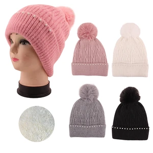10074, Thermaxxx Winter Ladies Pom Pom Hat Pearls w/ Fur Lining, 191554100749