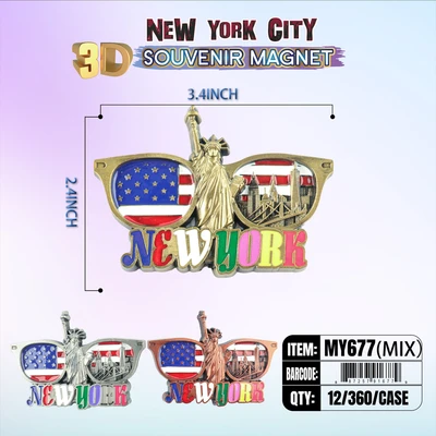 MY677, New York Souvenir M. Metal Magnet, 887257916779