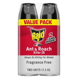 R17US-2, Raid Ant & Roach Spray 17.5oz Fragrance Free 2pk, 046500746789