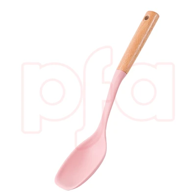 56394, Ideal Kitchen Silicone w/ Wood Handle Solid Spoon, 191554563940