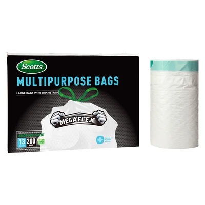 ST-30204, Drawstring Trash Bag Flex 13 Gal 200CT White Lemon - Scotts, 191554302044