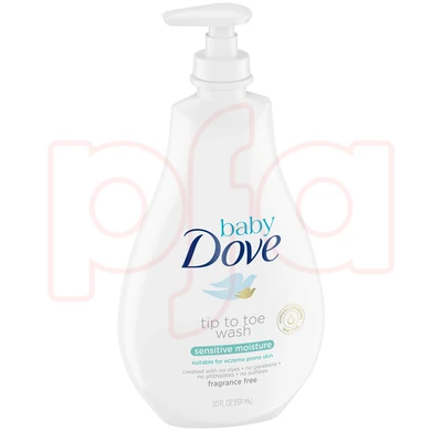 DBW591-S, Dove Baby Head to Toe Wash 591ml 20oz Sensitive Fragrance Free, 4800888208941