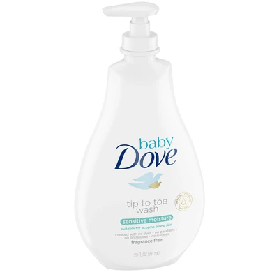 DBW591-S, Dove Baby Head to Toe Wash 591ml 20oz Sensitive Fragrance Free, 4800888208941