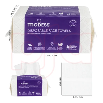 24051, Modess Face Towel 66pcs 7.08"x7.8", 191554240513