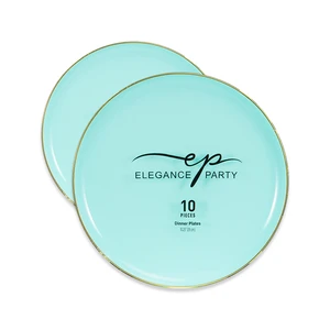 36324, Elegance Party Edge 10PK 10.25" Dinner Plate Mint+Gold, 191554363243