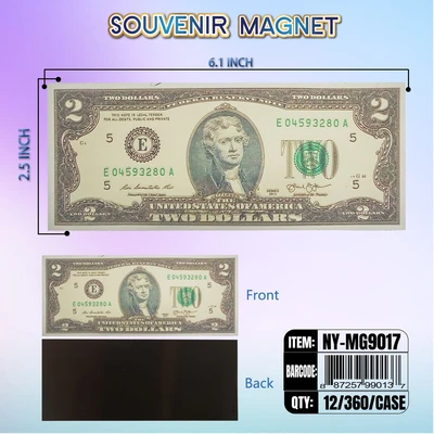 NY-MG9017S, Money Magnet $2 Bill Silver, 887257990175
