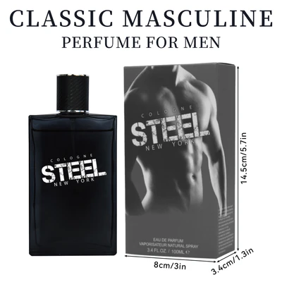 88213, Eau de Parfum 3.4 oz/100 ml Steel for Men - United Scents, 191554882133