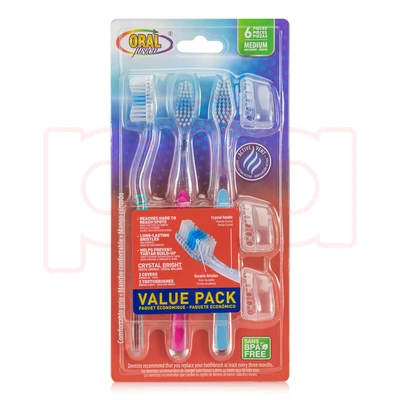 68009, Oral Fusion Toothbrush 6PK Crystal Bright Med, 191554680098
