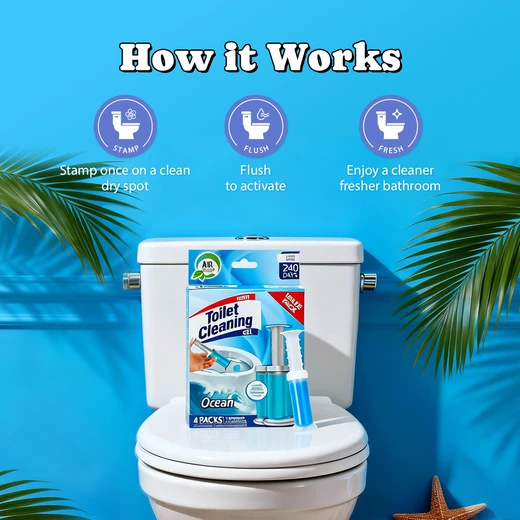 60128, Air Fusion Toilet Cleaning Gel 6.43oz 4PK – Ocean, 191554601284