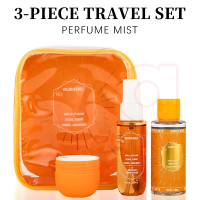 89465, Solo Valencia Vibes 32 Women's 3pcs Bag Set 1.02 oz Body Mist 2 oz Bubble Bath 1.02 oz Body Butter, 191554894655